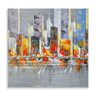 Color Splash Cityscape - Gray Contemporary Tablecloth | Home Decor