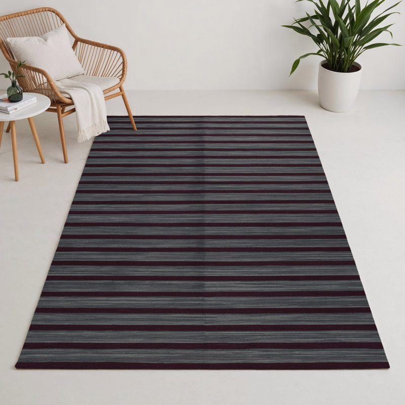 Tapis intérieur / extérieur gris HorizontalStripes, Rectangle 9 pi x 12 pi