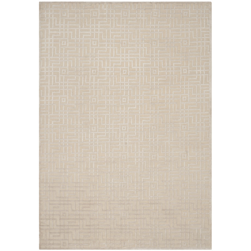 Tapis géométrique nacré / en laine / coton noué à la main Candie, Rectangle 8 pi x 10 pi