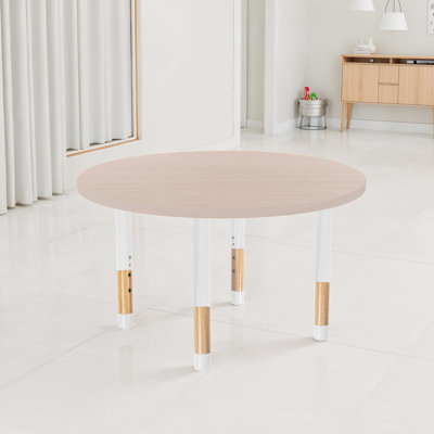 Table ronde 36 po x 36 po thermofusionnée avec pieds réglables en bois épais - Sable asiatique / blanc / naturel