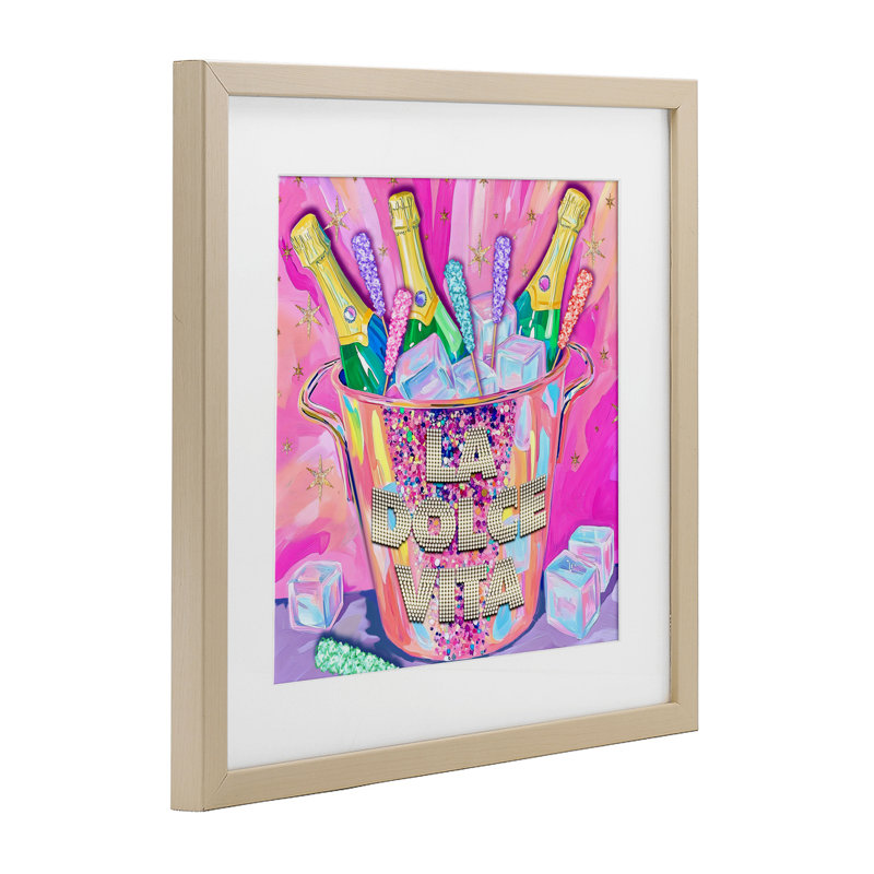 La Dolce Vita Champagne, reproduction sous verre encadrée, design par Jess Stempel, H 13 po x l 13 po