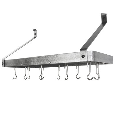 Gourmet Handcrafted Flared Arm Deep Bookshelf Wall Mounted Pot Rack