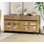 Buffet 2 en 1 multifonctionnel avec 4 portes en verre et 2 tiroirs, crédence moderne avec base en métal, armoire de rangement pour bar et salon