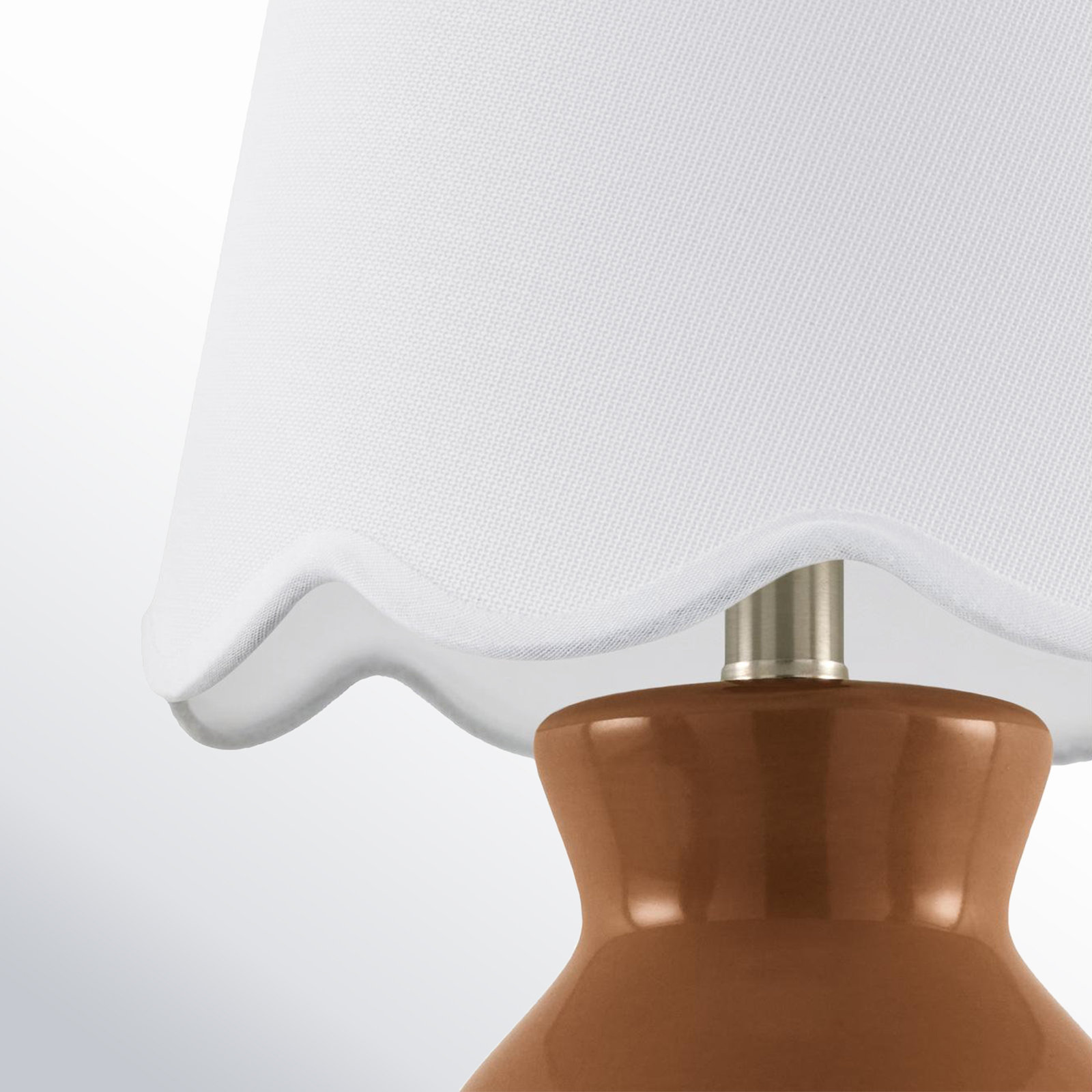 Momsen Scallop Shade Lamp, 15" H x 8" W x 8" D, Brown, White Twill