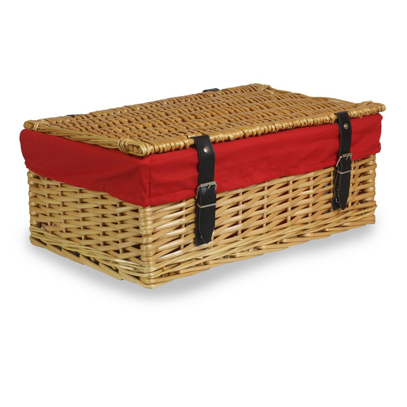 Wicker Packaging Hamper Basket with Lining, Red
