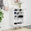  Armoire à chaussures en bois d'ingénierie blanc lustré 23,6 x 13,8 x 27,6 po-891671707