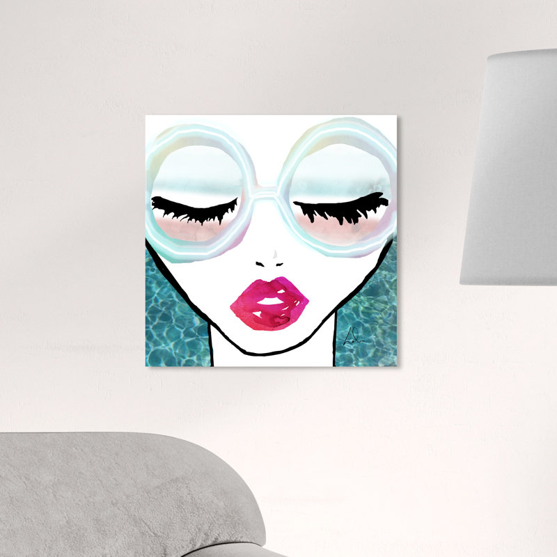 «Fashion and Glam Ready for the Water Neon Lips», impression sur toile, H 16 po x l 16 po, Toile tendue