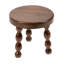 Round Mango Wood Accent Table With Dowel Tri-Pod Legs In Walnut