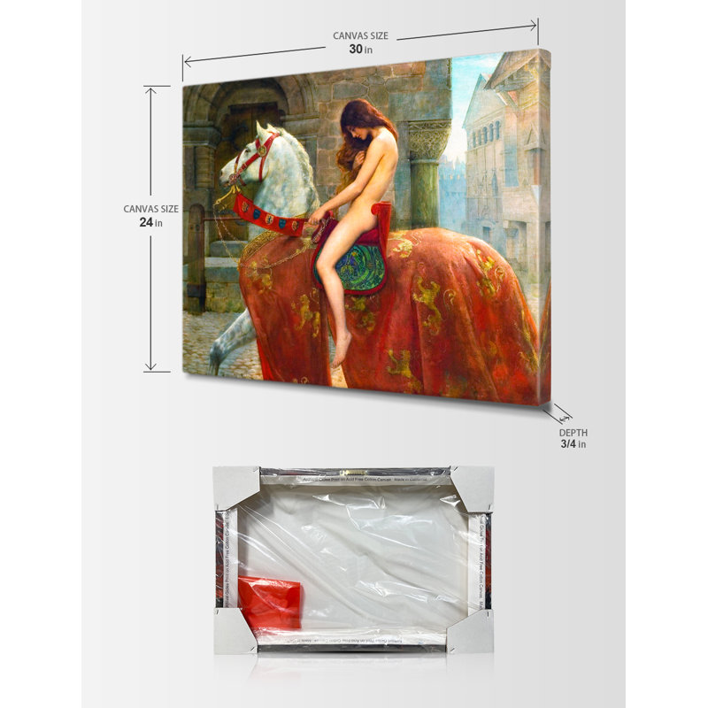 «Lady Godiva» par John Collier, célèbre peinture classique, estampes numériques pour la décoration intérieure, Toile tendue
