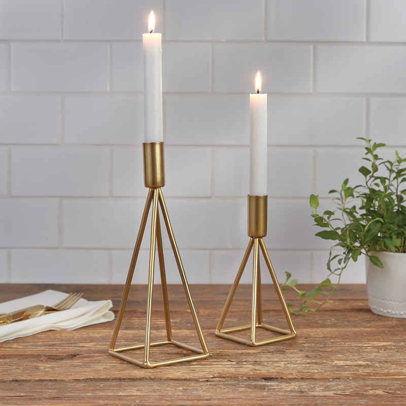 Metal Tabletop Candlestick, 9.50" H x 3.50" W x 3.50" D