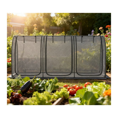 Black HDPE Plant Protection Tent with Zippered Door and Steel Frame