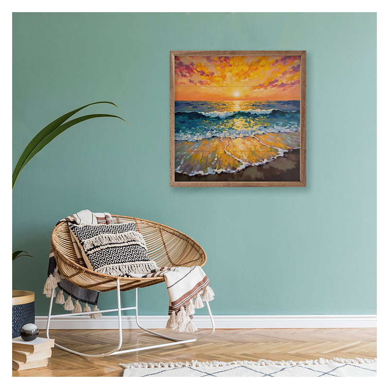 Bright Summer Sunset Ocean, H 4 po x l 4 po