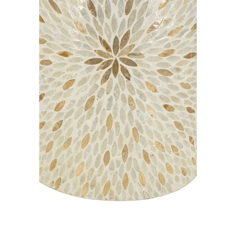 Tabouret décoratif avec motif Capiz doré et blanc