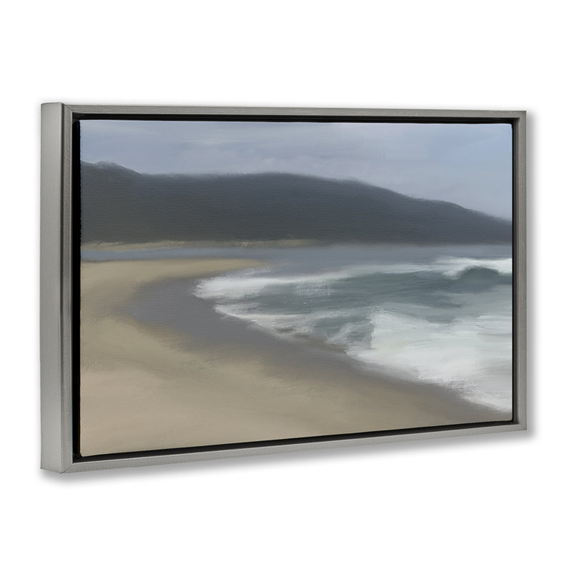 Cadre flottant Hazy Beach Curve, design par Matthew Piotrowicz, Cadre flottant gris lustré, H 17 po x l 25 po