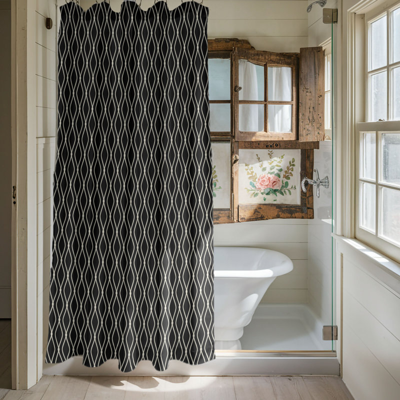 Ivory Patterns - Rideau de douche Premium, H 74 po x l 71 po