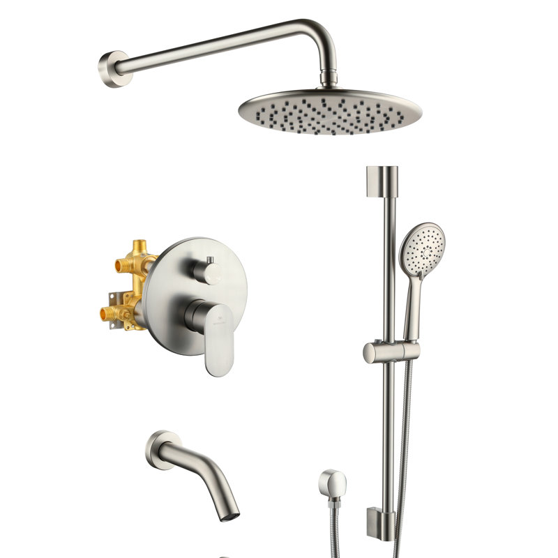 Calliope Wall Mounted 3 Function Retro Shower System with 3 Setting Handheld, Brushed Nickel