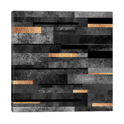 Urban Black And Gold by Elisabeth Fredriksson - Wrapped Canvas Print