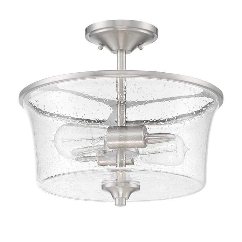 Wiggins 2 - Light Dimmable Drum Chandelier, Clear Seeded, Brushed Polished Nickel