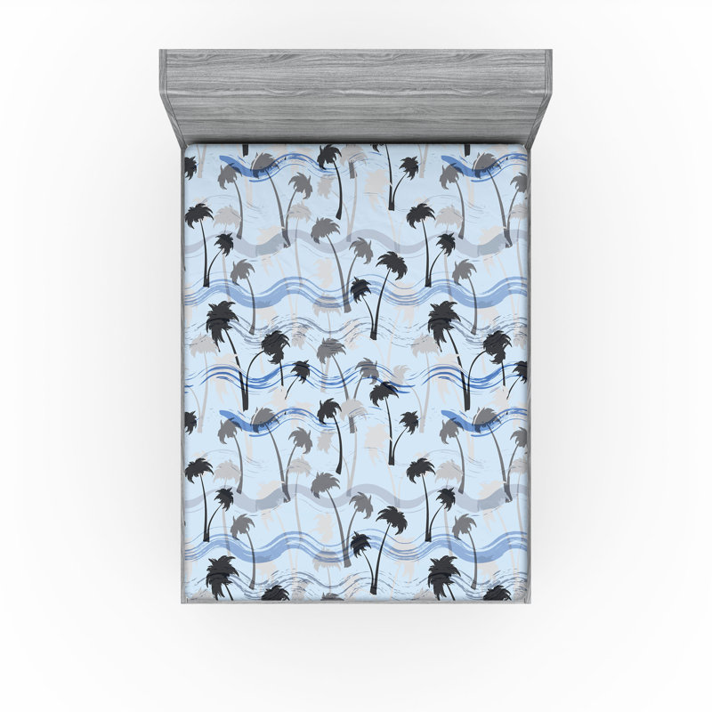Drap-housse Ambesonne Palm Trees Aloha Vibes, Drap-housse de taille très grand