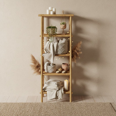 Handcrafted Natural Bamboo 5-tier free-standing Shelf