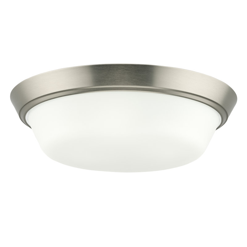 Plafonnier encastré Edessa avec verre satiné gravé, Nickel brossé, H 4,5 po x l 16 po x P 16 po, Trois lumières