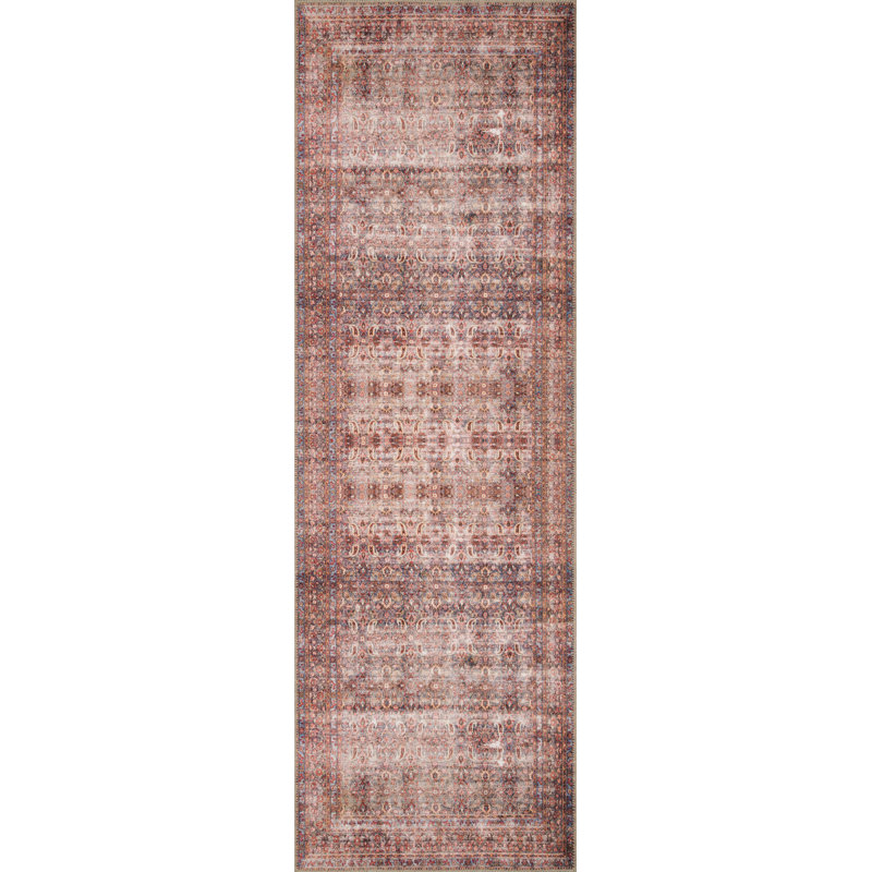 Tapis oriental aubergine / cramoisi Rakesh, Tapis de couloir 2 pi 6 po x 7 pi 6 po