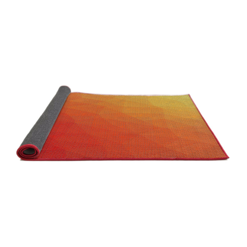 Tapis à motifs rouge / orange, Rond 6 pi