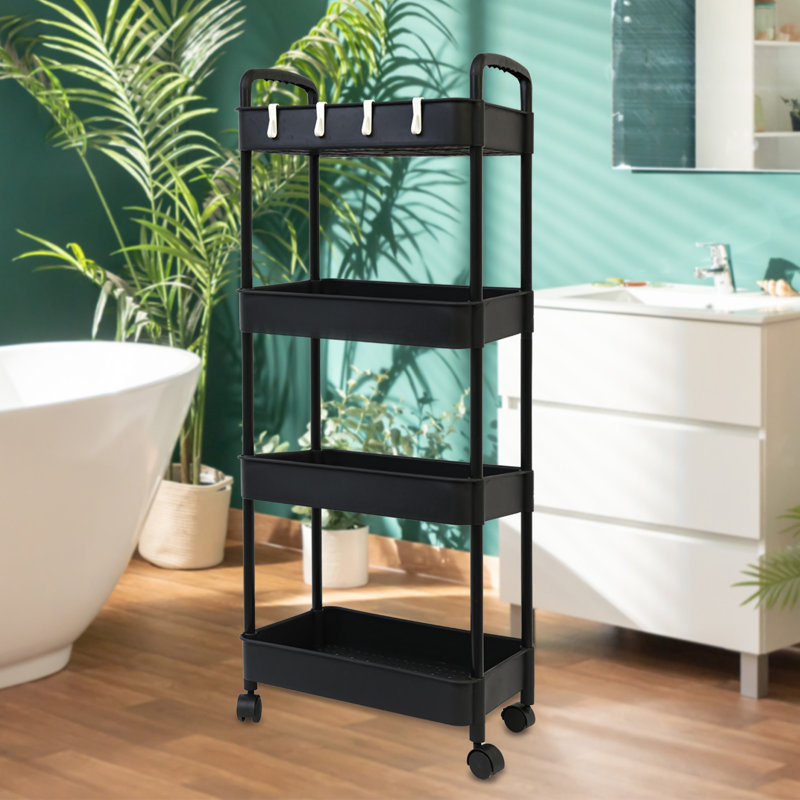 BAOKALER 4-Layer Storage Cart with Wheel, Black