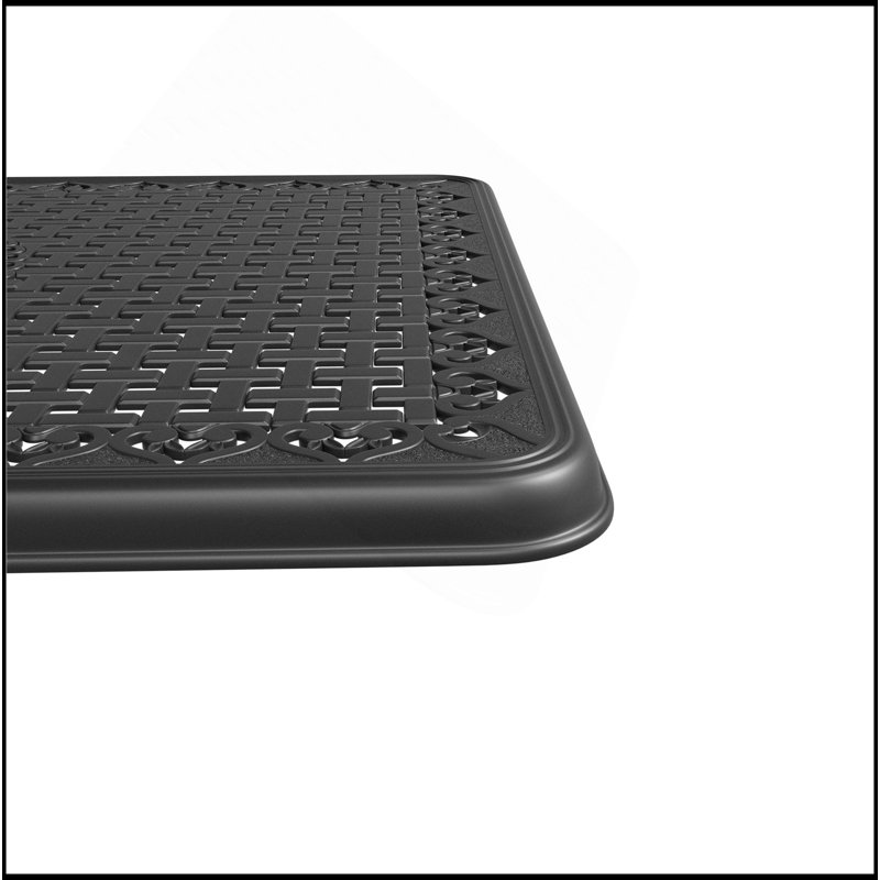 Table de salle à manger en aluminium coulé durable avec cadre noir, trou pour parasol et finition résistante aux intempéries pour les réceptions à l'extérieur