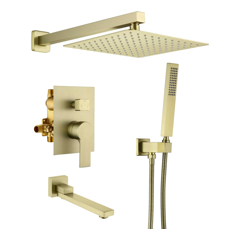 All-In-One Kit with Rough in-Valve, Brushed Gold 