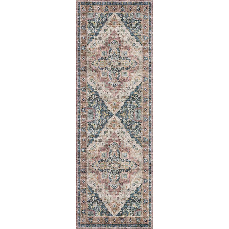 ELISE 2,6 x 7,6 6306-305 vin / marine / brun clair, Tapis de couloir 2 pi 6 po x 7 pi 6 po