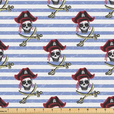 Aireonna Jolly Roger on Stripes Fabric
