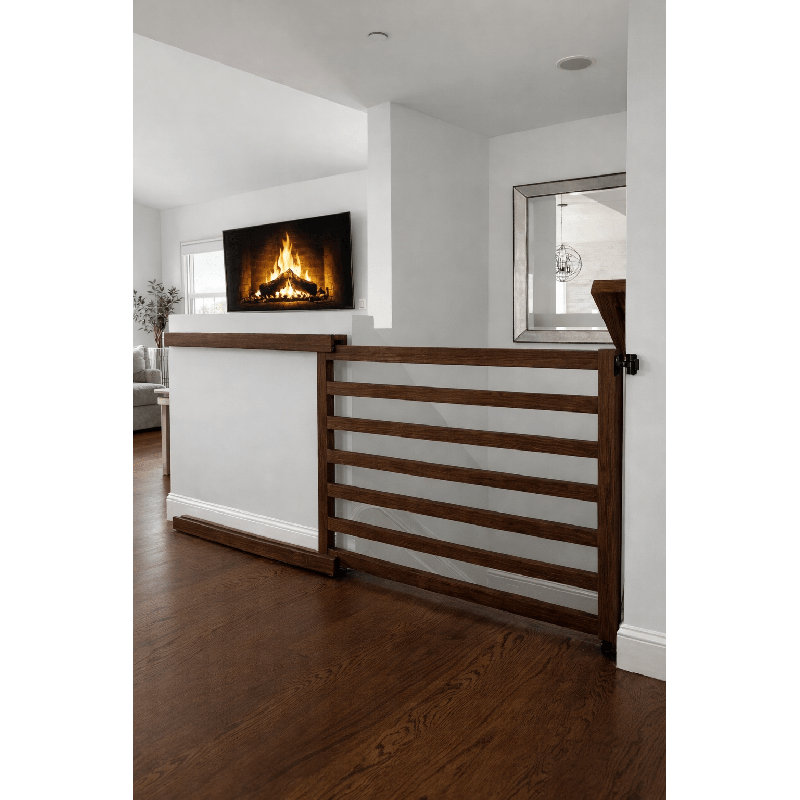 Barrière verticale coulissante pour animaux | Barrière de sécurité dissimulée en bois, 53-55 Width x 24-30 Height