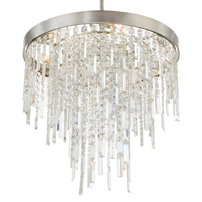Lustre argenté antique 6 lumières Meily, H 24 po x l 24 po x P 24 po
