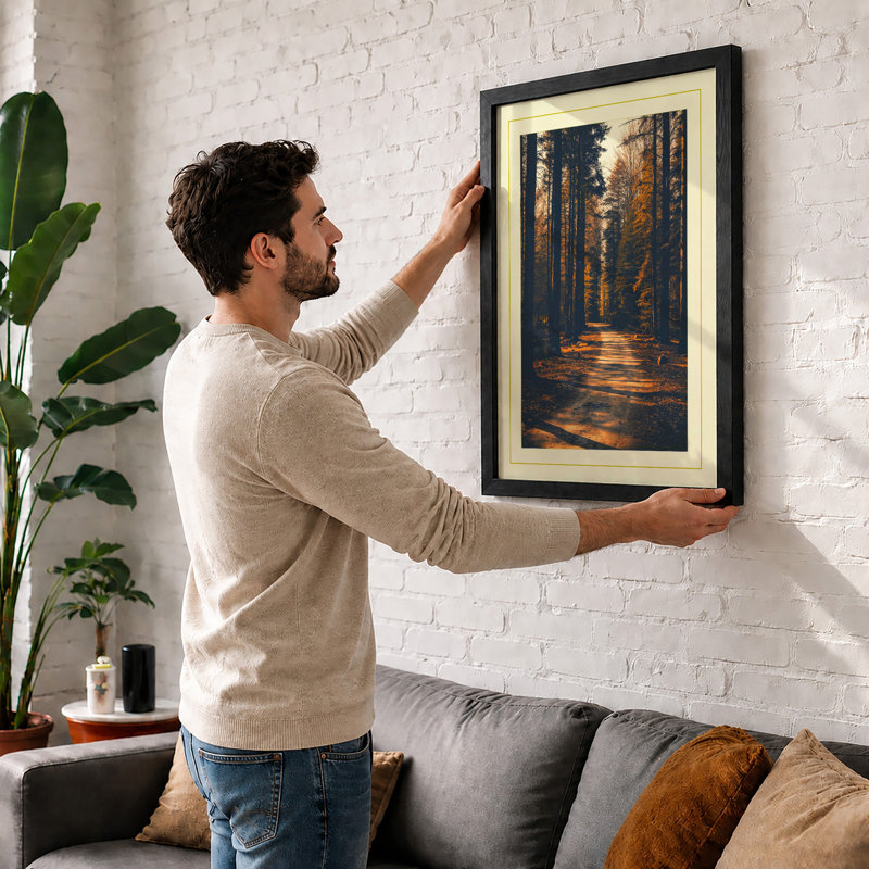 Forest Path Scandinavian - Framed Print, Walnut, A3 - 42.0 x 29.7 cm