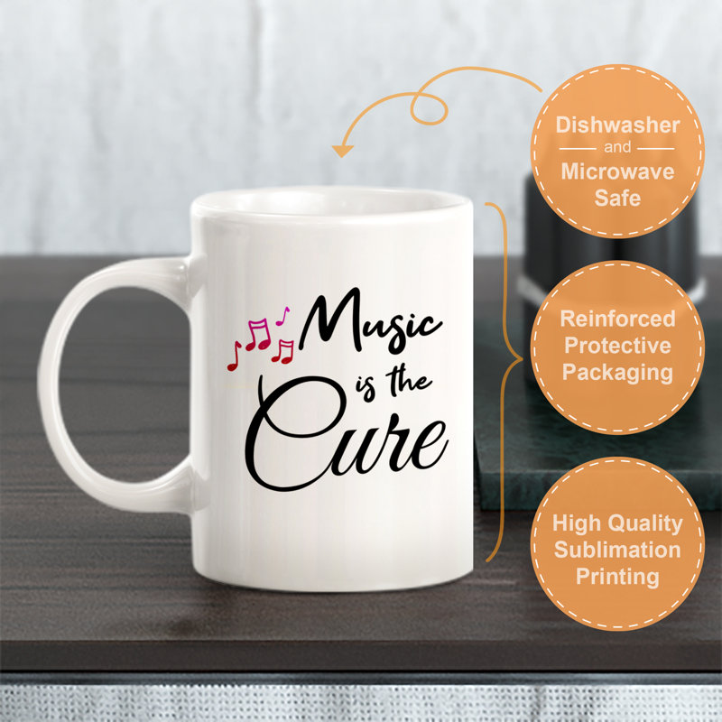 Tasse à café Music is the Cure, Ensemble de verres à lait, Céramique