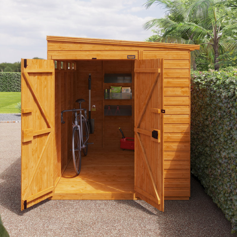 TigerFlex® Modular Buildings 8 ft. W x 6 ft. D Solid Wood Shiplap Pent Garden Shed