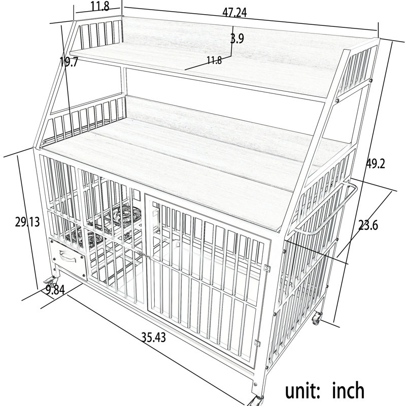 Et cage en fer pour animaux de compagnie - avec tiroirs, noir et beige, 34,43 po Profond, 23,49 de largeur, 50,65 de hauteur avec cadre pratique exquis, l, P, H