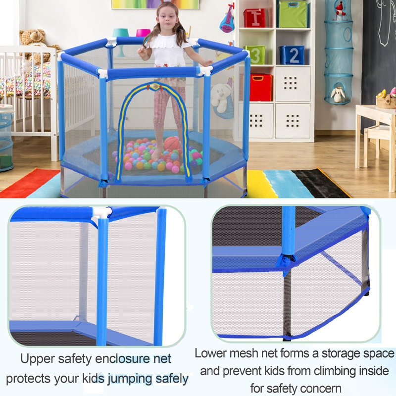 Kids Hexagon Trampoline with Safety Enclosure