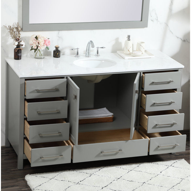 Ensemble de meuble-lavabo simple 60 po Irene, Gris