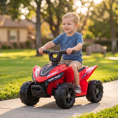VTT pour enfants pour tout-petits de 1,5 à 4 ans, quad pour enfants à quatre roues de 6 V pendant 45 minutes, alimenté par pile avec contrôle de bouton de guidon, capacité maximale de 1,2 MPH, charge maximale de 55 lb, excellent cadeau pour les filles garçons