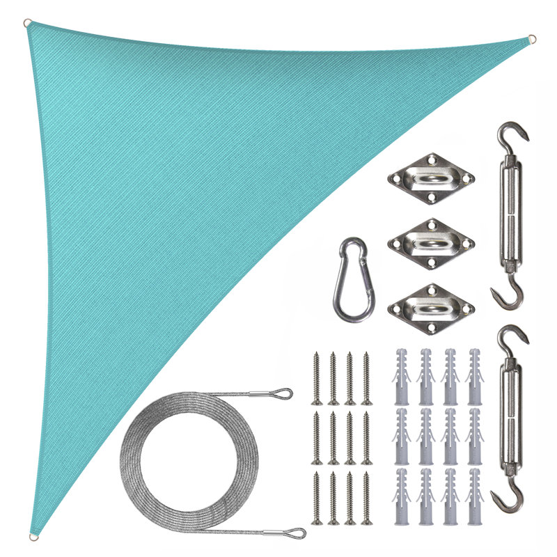 Toile d'ombrage triangulaire Colourtree avec trousse de quincaillerie et cordes_1, Turquoise, 24 pi x 24 pi x 33,9 pi