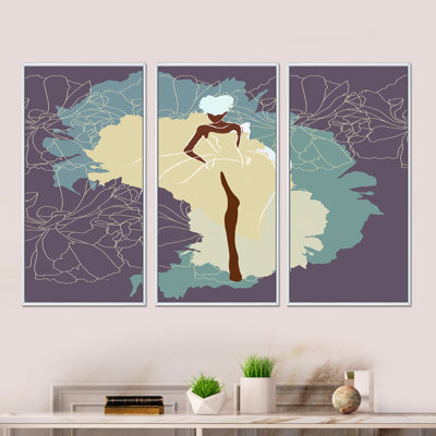 Femme afro-américaine dans une magnifique robe de mariée - reproduction sur toile flottante 3 pièces