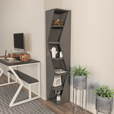 Bibliothèque moderne anthracite 64,8 x 12,6 x 12,6 pouces | 100% panneau de particules enduit de mélamine, épaisseur: 0,7 pouce | Solution de rangement élégante et fonctionnelle pour la maison ou le bureau, design durable et élégant