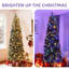 Arbre de Noël artificiel pin enneigé 6 pi avec 3 pommes de pin et 3 lumières claires-1196553653