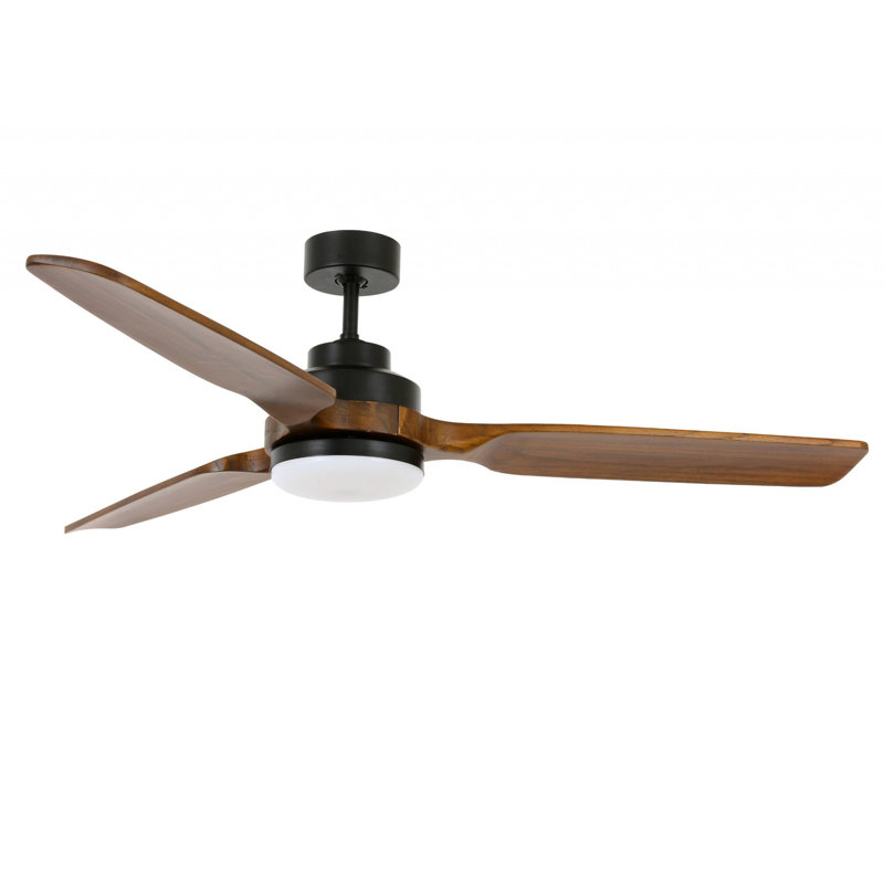 Adilet 142cm Ceiling Fan with Light Kit, Black with Brown Blades