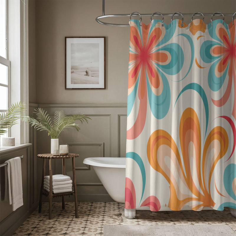 Rideau de douche 1 pièce Vintage Funk Swirl, H 74 po x l 71 po