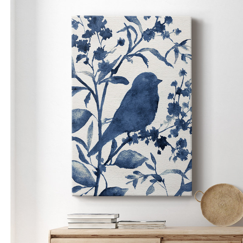 Bluebird Silhouette I - peinture sur toile tendue