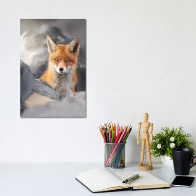 A Red Fox Between the Rocks 1 Piece Wall Art on Canvas