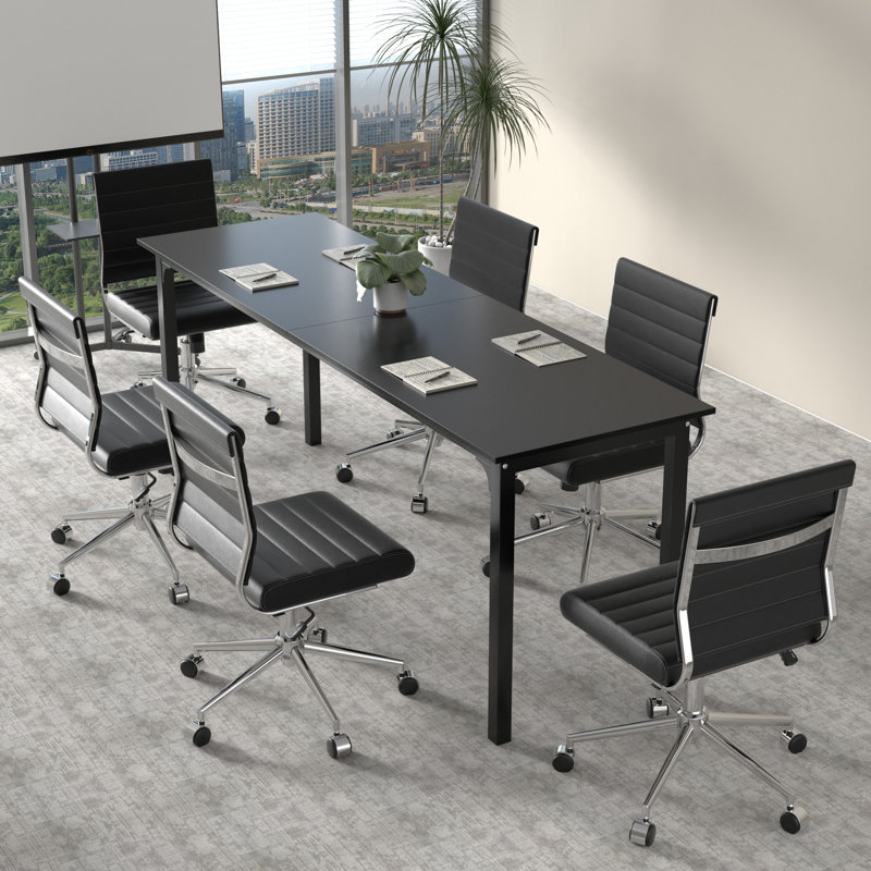  55" Conference Table, Modern Office Meeting Table With Metal Frame, Noir, H 27,6 po x L 79 po x l 23,6 po